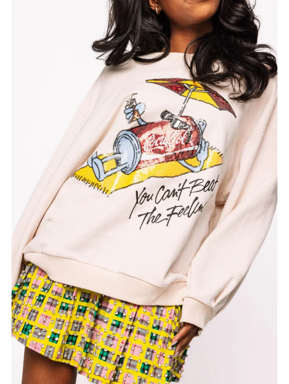 QUEEN OF SPARKLES 'YOU CAN'T BEAT THE FEELING' COCA COLA COKE SUN TAN SWEATSHIRT